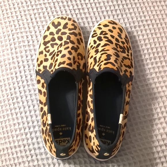 Kate Spade x Keds calf hair leopard print slip on sneakers - Picture 1 of 4